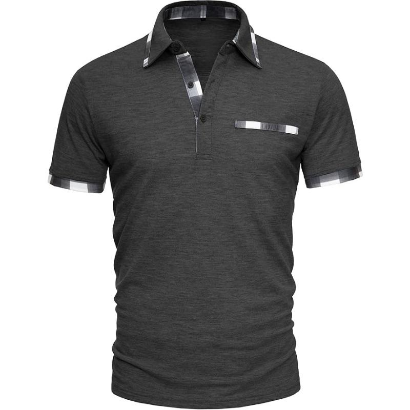 

Checkered Color Blocked 3D Digital Printed Men s Short Sleeved Polo Shirt Fashionable and Comfortable Sportswear 3XL темно-сірий колір