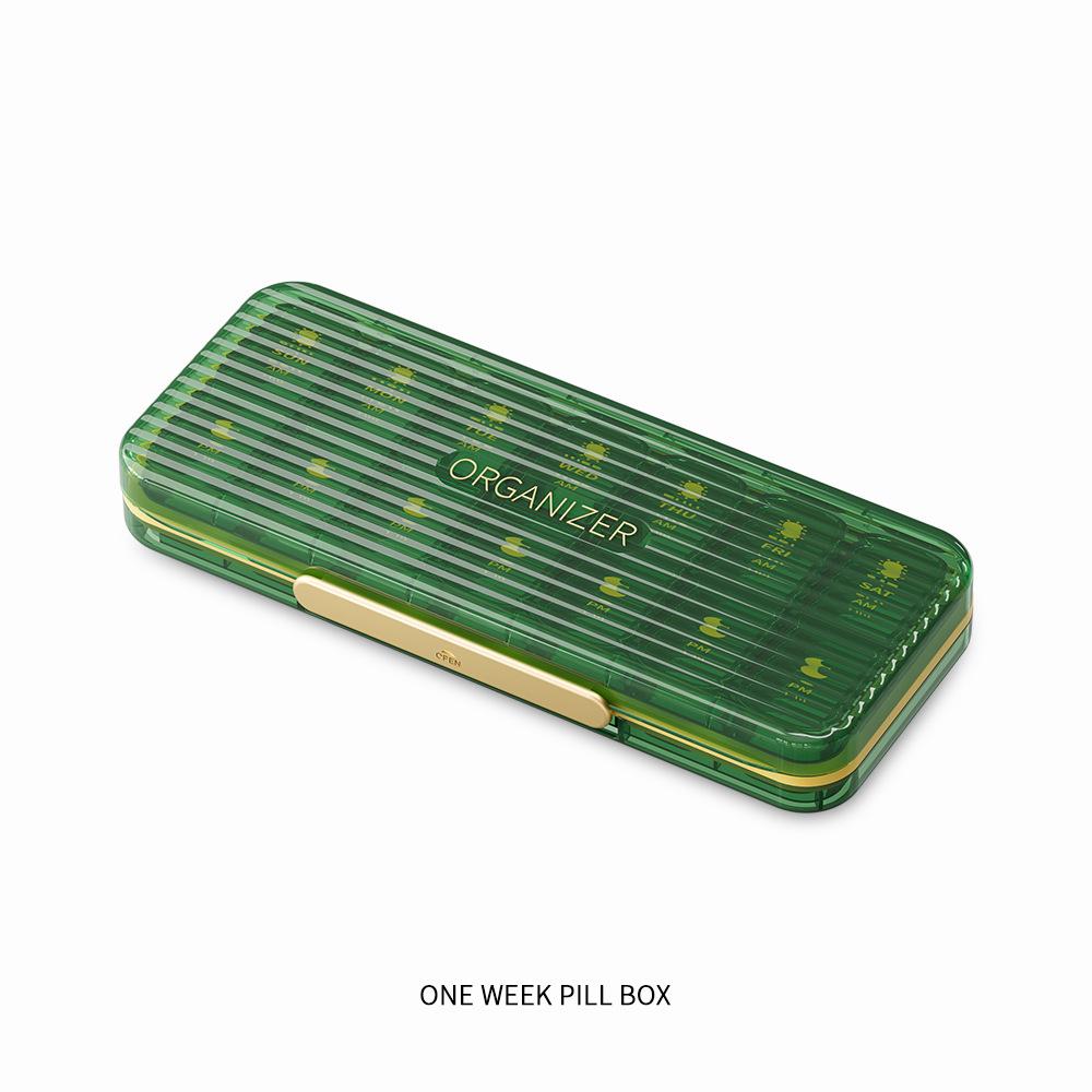 Organizator săptămânal portabil cu 21 de compartimente - Capacitate mare, Multi-compartiment sigilat pentru depozitarea și distribuirea medicamentelor