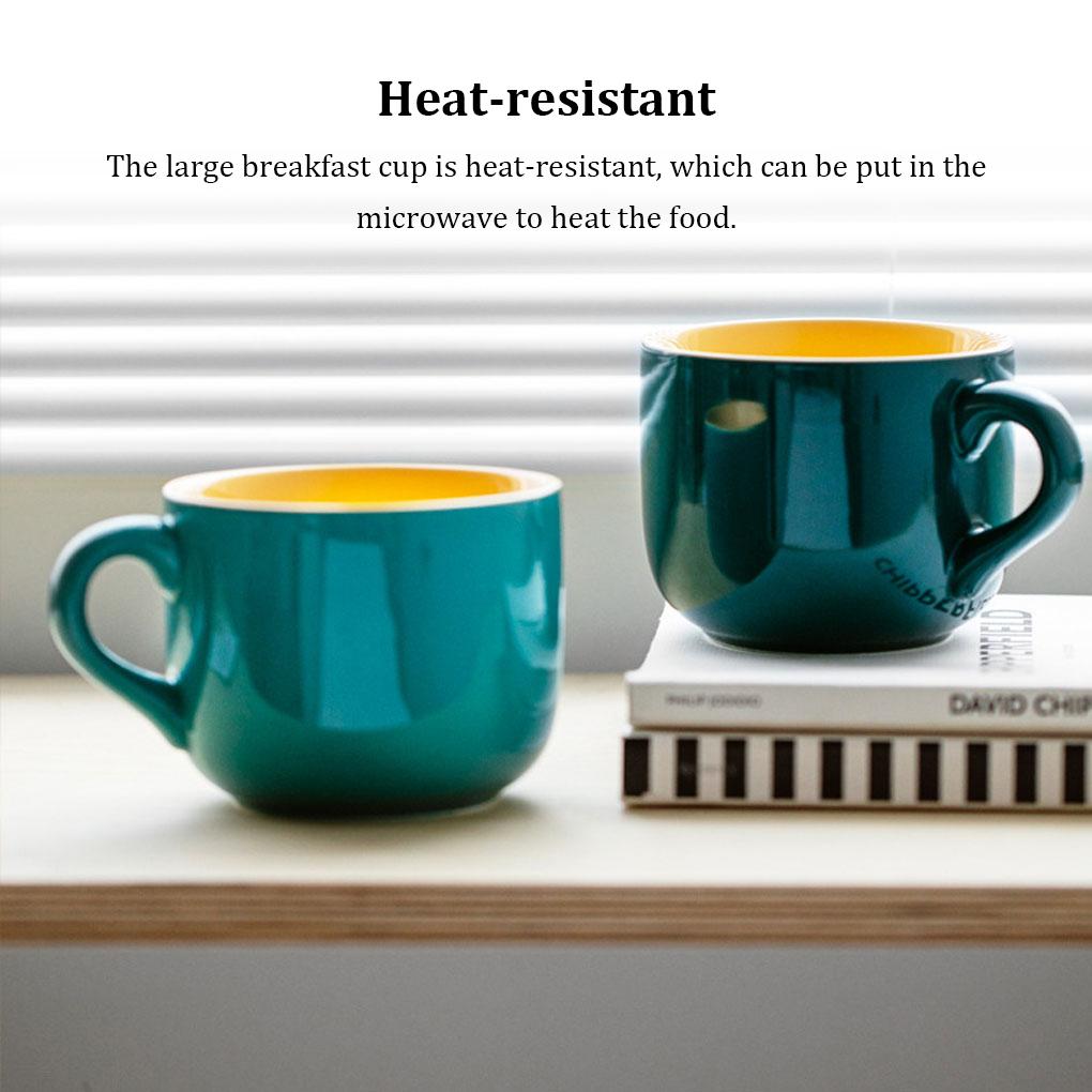 Caneca de cerâmica estilo nórdico para café da manhã, copo para micro-ondas, resistente ao calor, caneca para café, chá e leite, grande capacidade