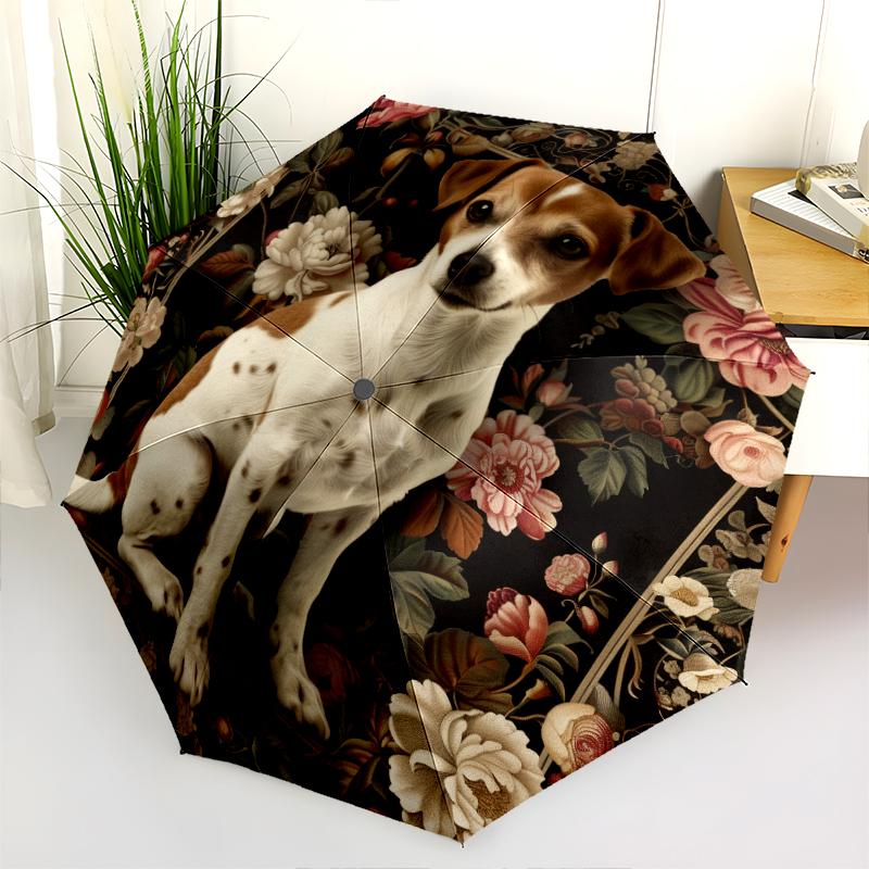 Dog pattern, automatic folding umbrella, portable and foldable design, 8 ribs, a Christmas or birthday gift.