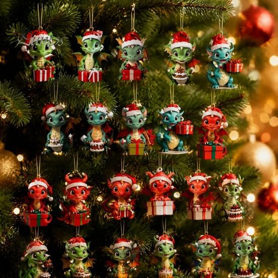 Unique Christmas Souvenirs Dragon Advent Calendars 2026, 24 Days Countdown Calendar with 2D Acrylic Ornaments, Collectible Figures for Tree Home Decor