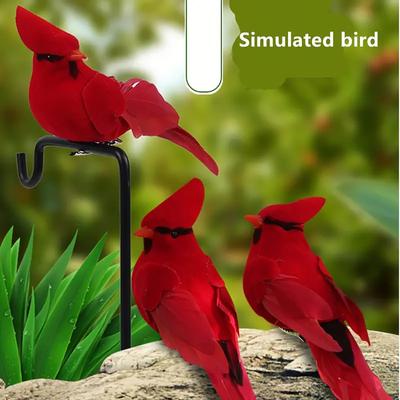 8-teilige lebensechte rote Kardinäle Gartendekoration mit silbernen Clips, ideal für Weihnachten, Hochzeiten, Heimdekoration, Weihnachtsbaumschmuck