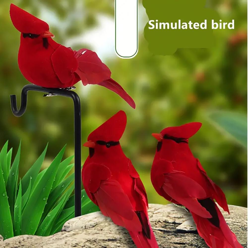 8-Piece Lifelike Red Cardinals Garden Decor with Silvery Clips Ideal for Christmas Weddings Home Decor Christmas Trees ornament