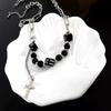 New Dice Cross Tassel Splicing Necklace Titanium Steel Hip Hop Cool Style Accessories Trendy Jewelry Pendant for Women