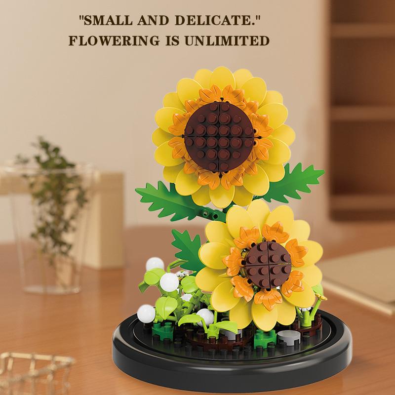 Sunflower Microparticle Building Blocks Simulation Eternal Flower Puzzle Assembly Toy Desktop Ornament
