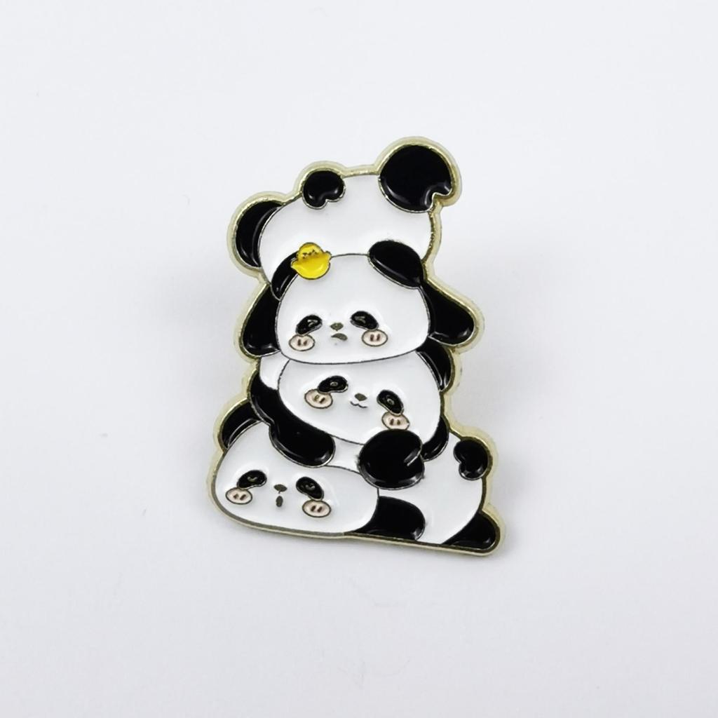 Panda Cartoon Brooch - Cute Metal Badge for Children's Bags & Clothing