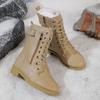 Snow Boots Winter New Medium Tube Retro Large Size Side Zipper Thick Heel Women's Boots