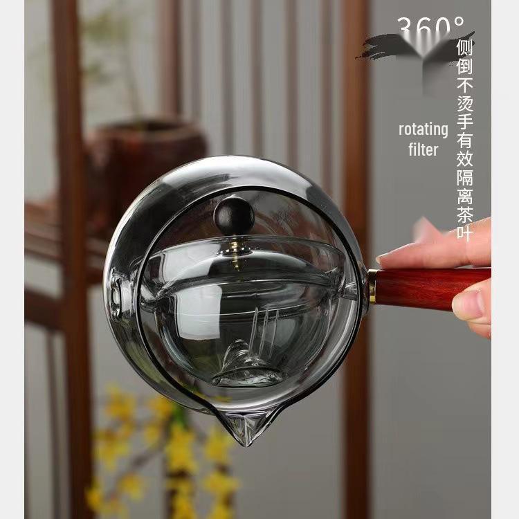 360° Otočná Skleněná Konvička Odolná Vysokým Teplotám pro Elektrické Keramické Sporáky - Styl Kung Fu Čaje