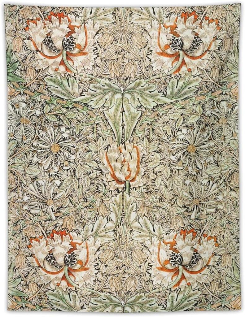 Arazzo da Parete con Piante Vintage, Classico Medievale Vintage Motivo Floreale Moderno Arredamento Murale, Floreale Retrò Arredamento per la Casa Per