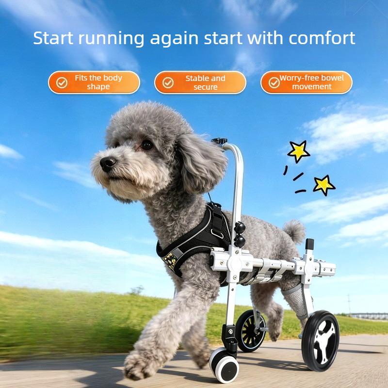 4 Wheels Dog Wheelchair for Pets Training Hindlimb Wheelchairs Upgraded Retractable Cat Hindleg Assist Car Paralyzed Driving Aid