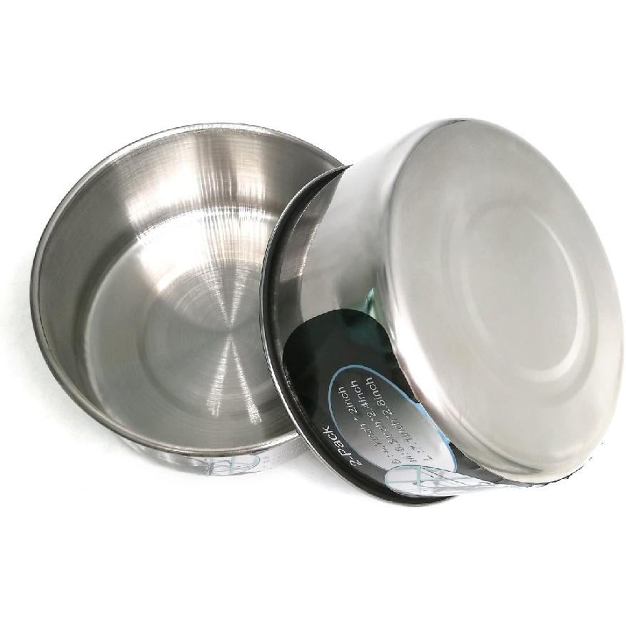 Hanging Pet Bowl, 3 Size 2 Pack Non Spill Stainless Steel Food Water Bowls Bunny Feeder with Hook for Dogs Cats in Crate, Cage & Kennel (S/18 Ounce)