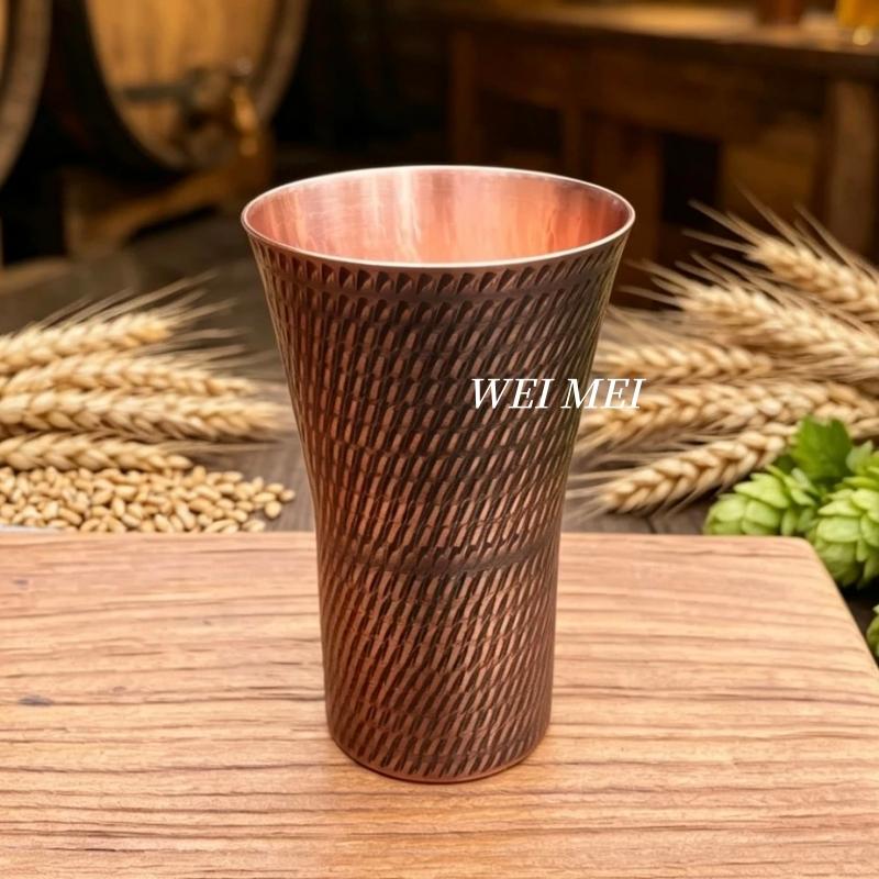 Pure Copper Vintage Coffee Mug,Camping 400 ml Cold Drink Beer Cup,Handcrafted Wide-Mouth Shape Smooth Texture Tea Cup Drinkware
