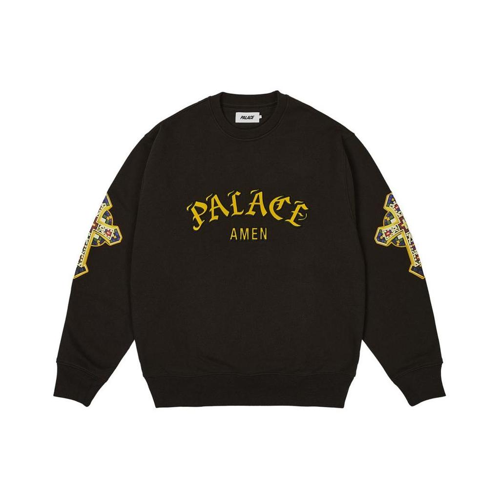 Palace Saints Crew Black Unisex Tops P26CS009