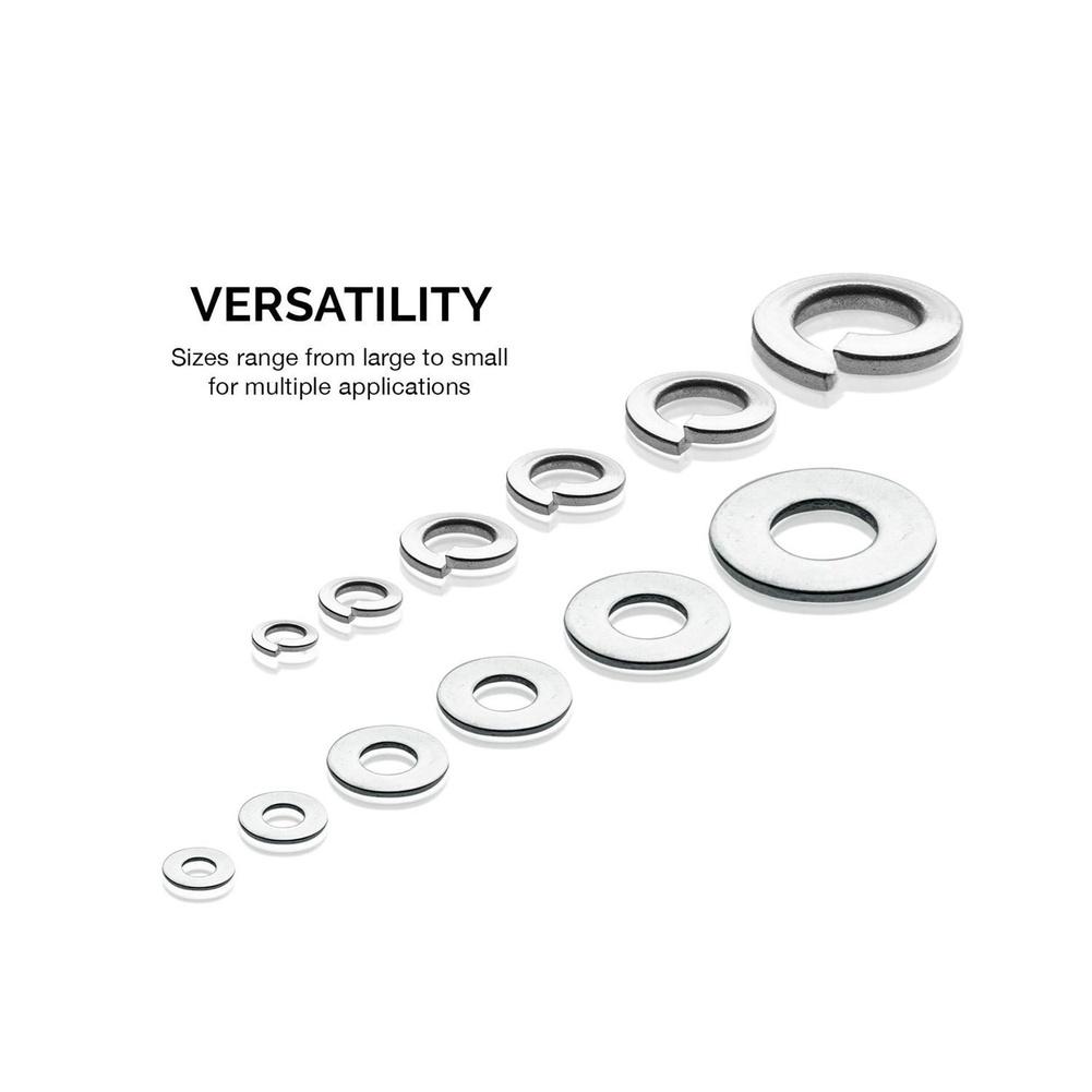 350Pcs Stainless Steel Flat Washers And Spring Lock Washers Assortment Kit Spring Lock Washers And Flat Washers Set Silver