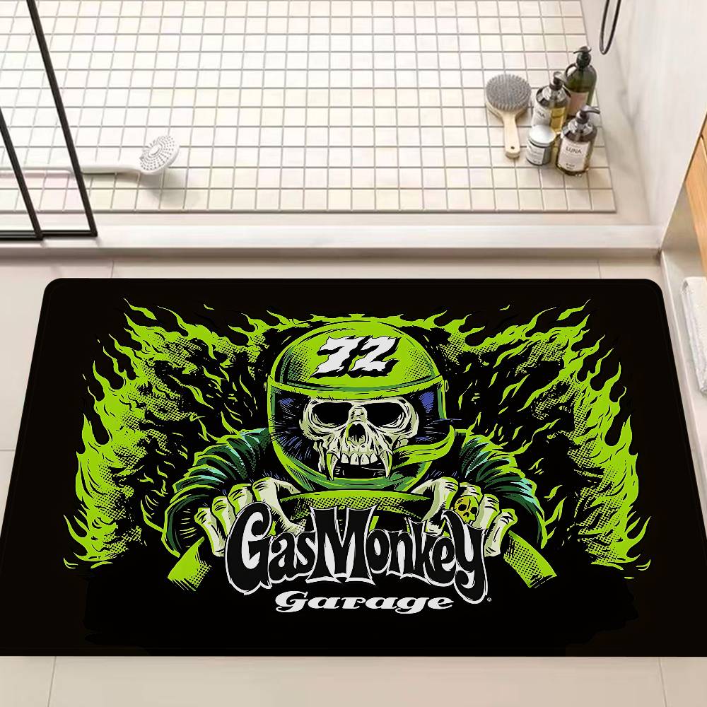 Gas Monkey Garage Logo Fußmatte Rechteckig Anti-Rutsch Zuhause Weich Badezimmer-Matte Eingangstür Innen Außen Matte Willkommens-Fußmatte