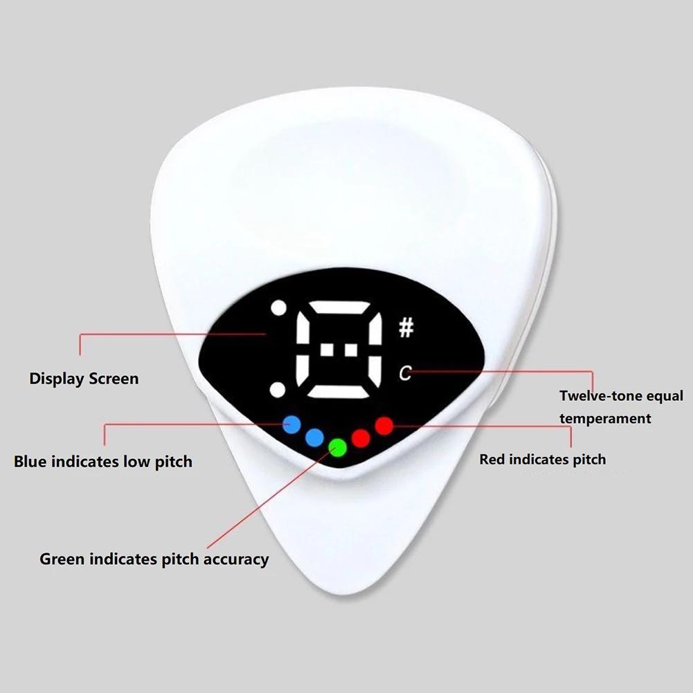 1-5PCS Guitar Picks Tuner Guitar Tuner for Acoustic Guitars & Electric Guitars 2-in-1 Digital Electronic Tuner Acoustic Guitar T