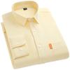 Men's Solid Color Oxford Cotton Yellow Button-Down Long Sleeve Shirt for Spring/Autumn Layering