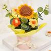 Crochet Flower Bouquet Handmade Artificial Knitted Bouquet Fake Sunflower Carnation Tulip Puff Flowers Gifts for Mother Wife On Birthday Anniversary