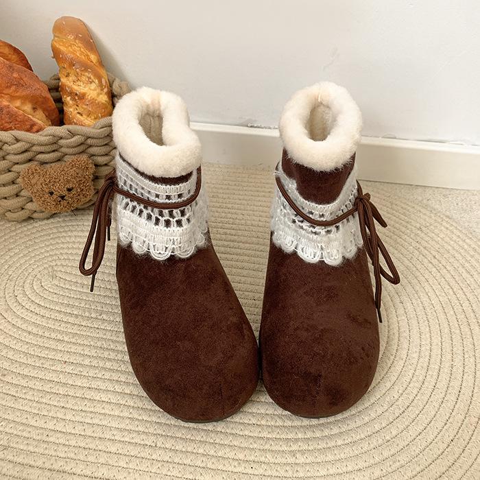

Женские мягкие эластичные толстые подошвы зимний мех теплые противохолодовые утепленные сноубутсы нескользящие износостойкие повседневные кроссовки меховые хлопковые ботинки 40 темно-коричневого