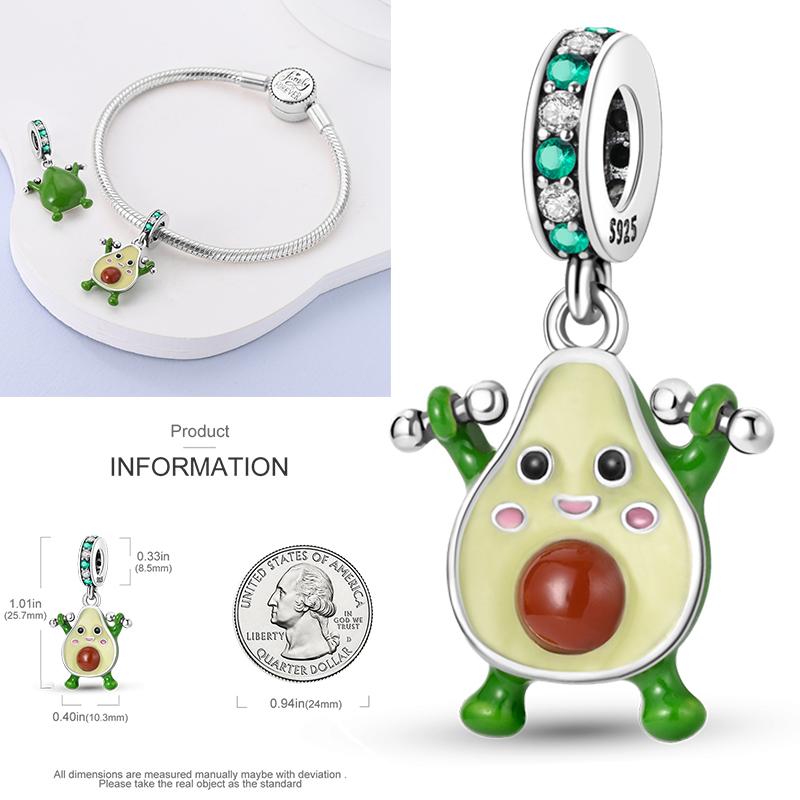 Neuer 925er Silber Kaktus Kleeblatt Anhänger Frühlingsgrüne Serie Perlenanhänger Für Original Perlenarmband DIY Schmuck