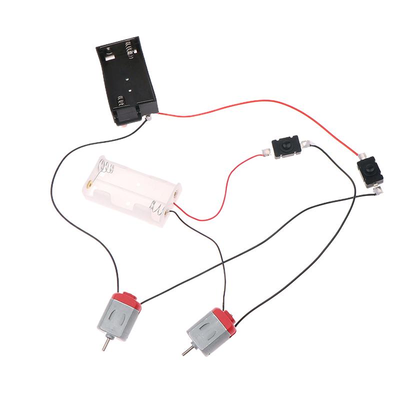 Black White 130 Motor Kit With 2Xaa Battery Storage Case And Switch 16500 Rpm Mini Diy Electronic Motor Circuit Models Kit