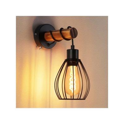 Wall Lamp - NETTLIFE - Vintage - Solid Wood - E27 Socket - Black