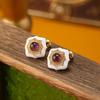 Jewelry  New Fashion Women's Luxury Earrings Flower Design Romantic And Elegant Purple Daily Accessories