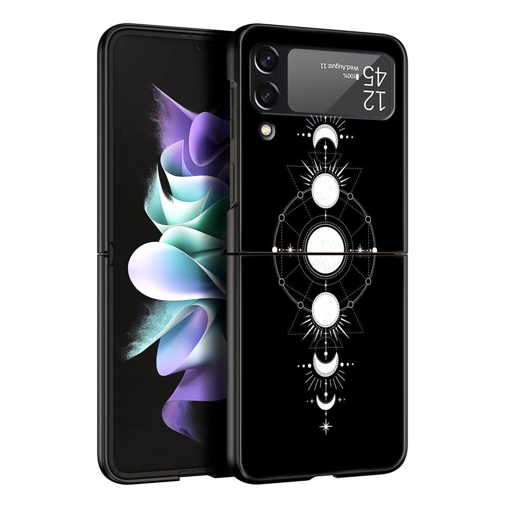 Planet and starry sky art Phone Case For Samsung Galaxy Z Flip3 Flip4 Flip5 PC Shell For Z Flip 3 4 5 Black Hard Folding Cover