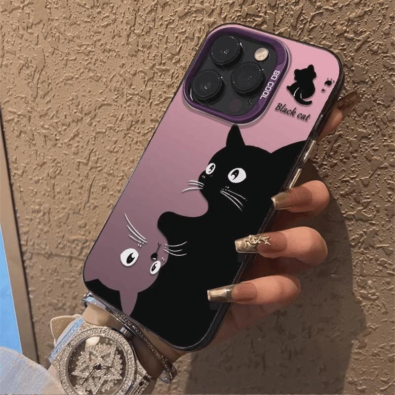 

Black and White Cat-themed IPhone Pro Max Case, Cute, Silver Hard Case Supports Multiple Models apple se2