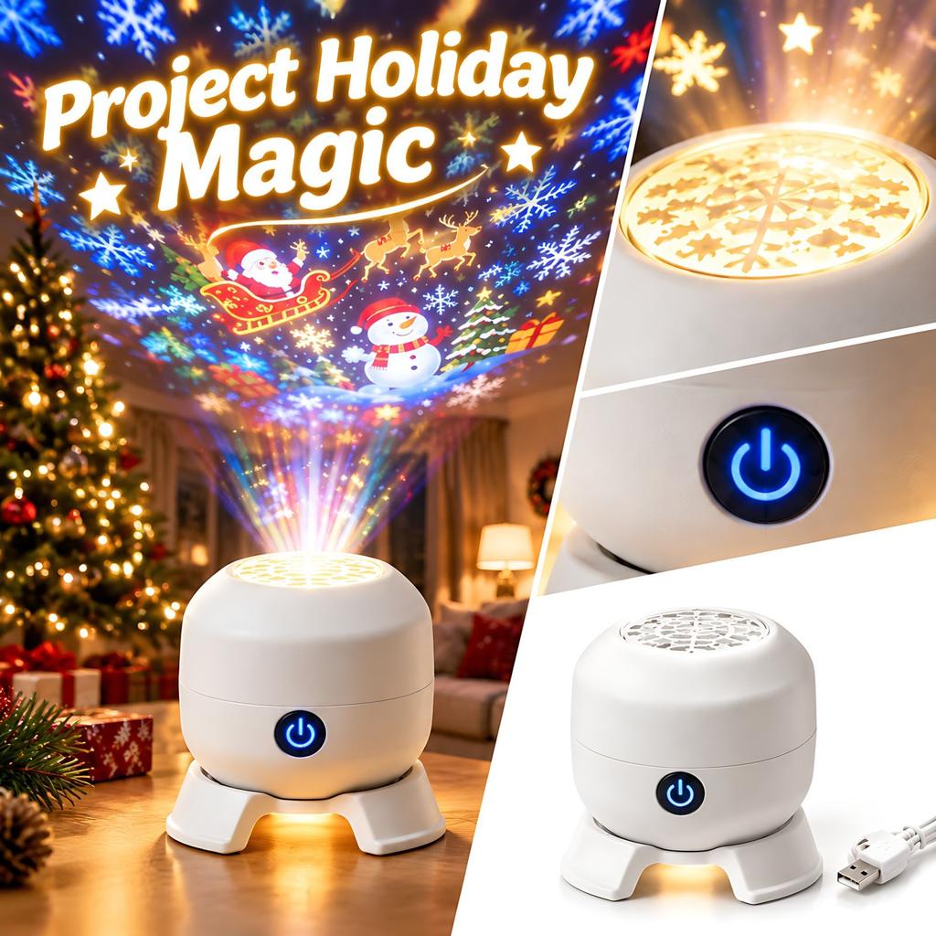 Christmas Rotating Projection Light for Indoor Holiday Party and Home Decoration