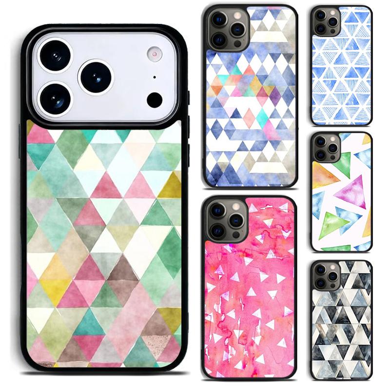 Watercolor Triangle Pattern Phone Case For iPhone 17,16e,15,14,13,12,11,Mini,Pro,MAX soft Silicone Cover
