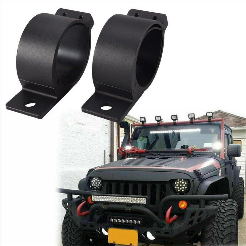 WO-2X 3 Inch 76-81Mm Bull Bar Roll Cage Mount Bracket Clamps LED Work Light Bar Holder For SUV ATV Truck Motorcycle Boat