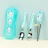 Baby tableware stainless steel chopsticks spoon fork case set A4