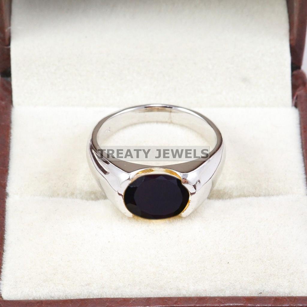 Black Onyx Oval Cut Gemstone With 925 Sterling Silver Ring For Men's #A829 JL375666929343