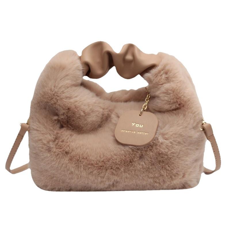 Mink-style Pleated Plush Handbag & Crossbody Bag for 2025