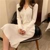 Long-Sleeve Slim Fit Maxi Dress for Fall/Winter - Knit Bodycon Midi Dress with Waist Detail
