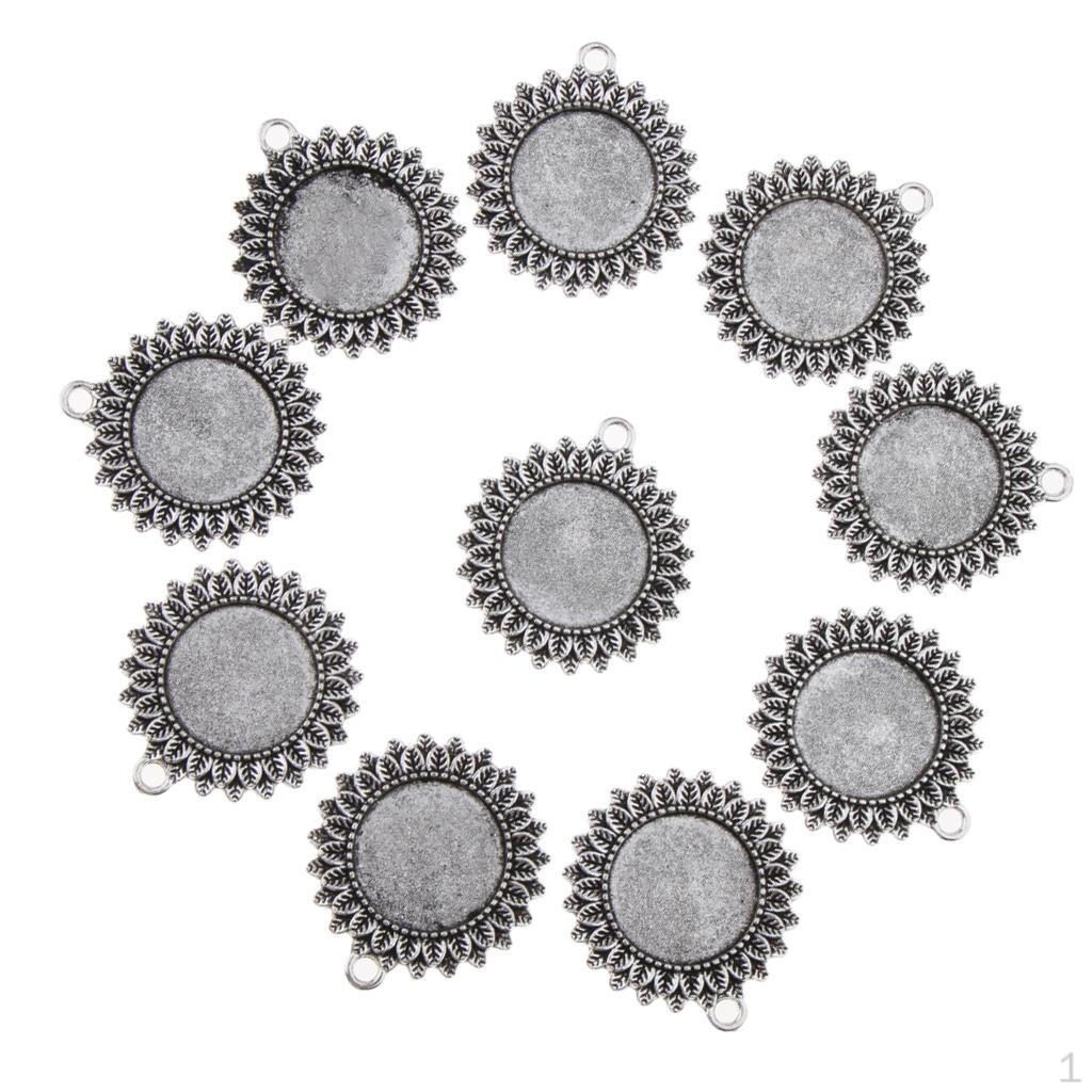 

Набор из 10 круглых подвесок-шармов винтажного серебряного цвета, безельные основы, материалы для изготовления ювелирных изделий 3
