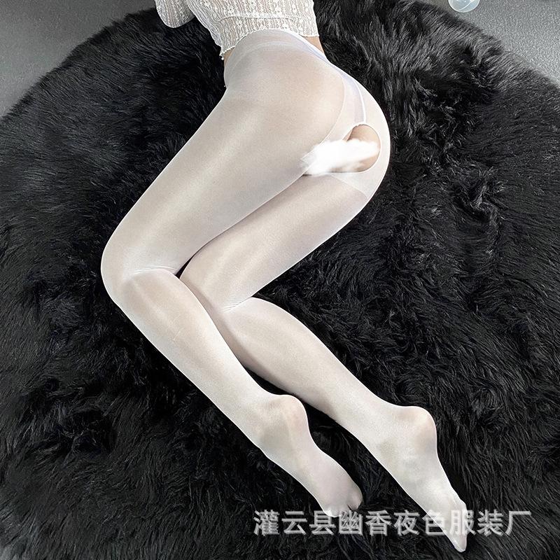 Fun Open Stockings Sexy Jumpsuit Open Crotch Temptation Fun Underwear Socks Oily Transparent