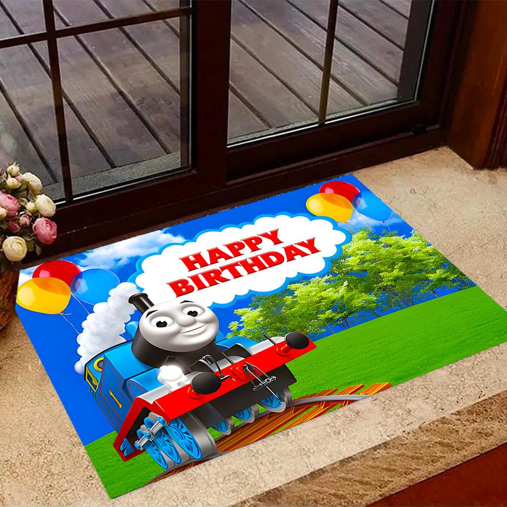 Thomas Train Birthday Party Carpet Design for Hallway Dormitory Game Room Balcony Antislip Carpet Anime Office Decor