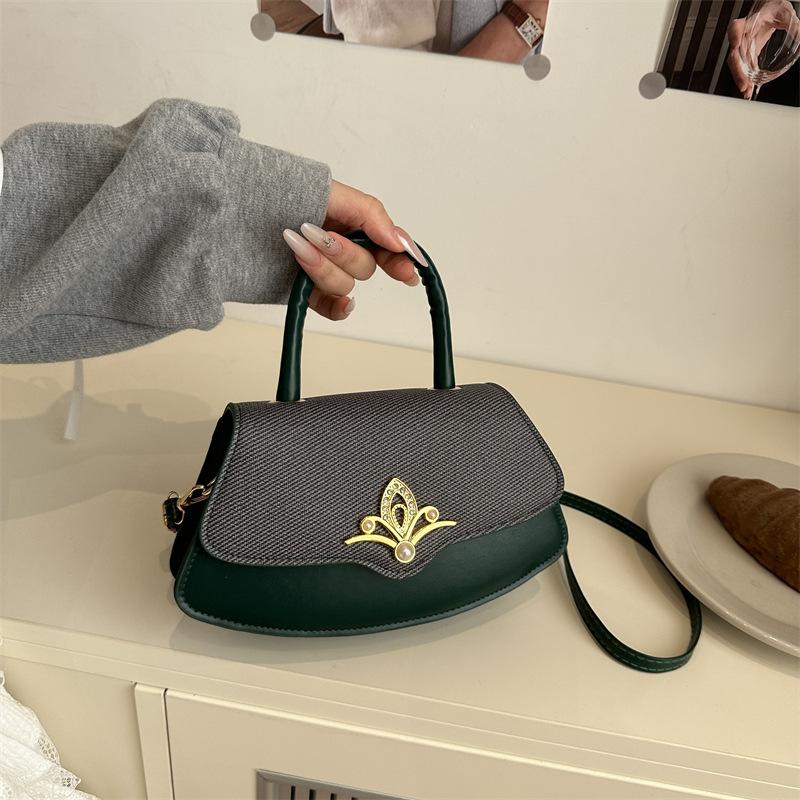 

Контрастный цвет универсальная ретро сумка-мессенджер из жирной кожи женская личность досуг тренд ниша высококлассная сумка-мессенджер чёрный