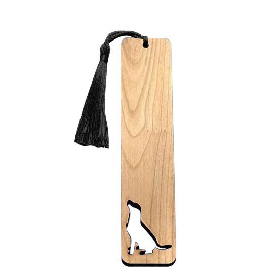 Pet Themed Bookmark Wooden Dog/Cat/Bone/Paw Carving Book Mark with Tassel Gift for Book Lovers Pet Owners