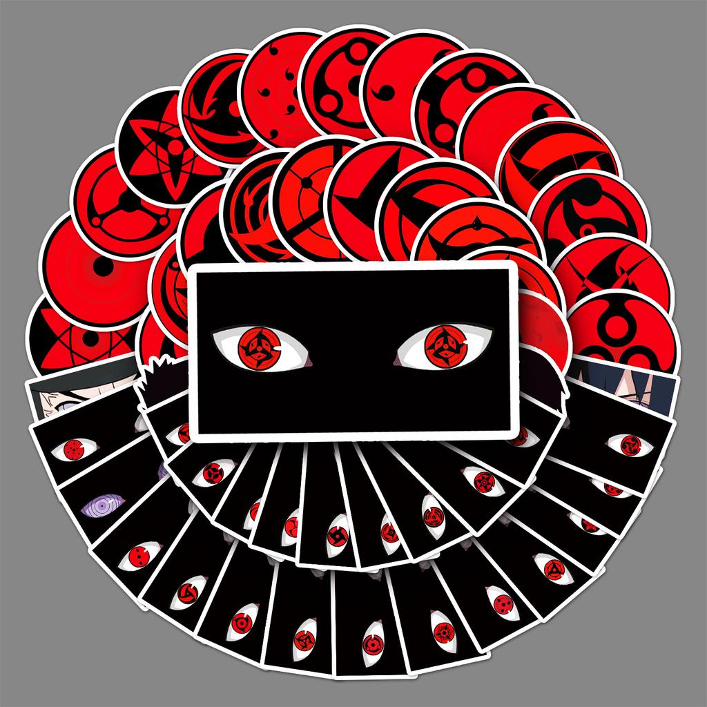 50 Sharingan Doodle Personalized Japanese Comics Creative Children's DIY Skateboard Mobile Suitcase Stickers Waterproof