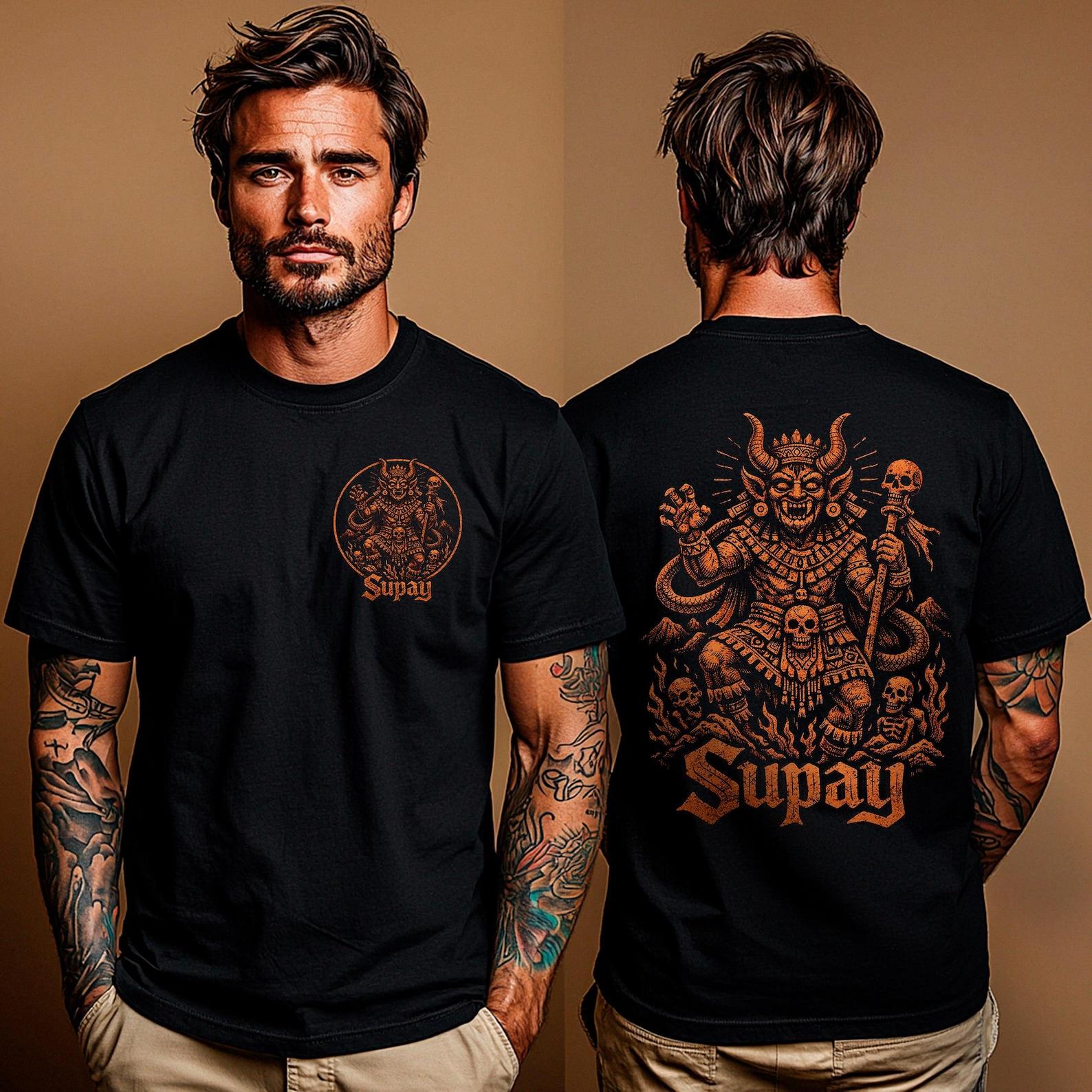 Supay Shirt Andean God Design: Inca Underworld Deity T-Shirt | Aymara Mythology Unisex Tee | Prehispanic Dark Spirit 3XL