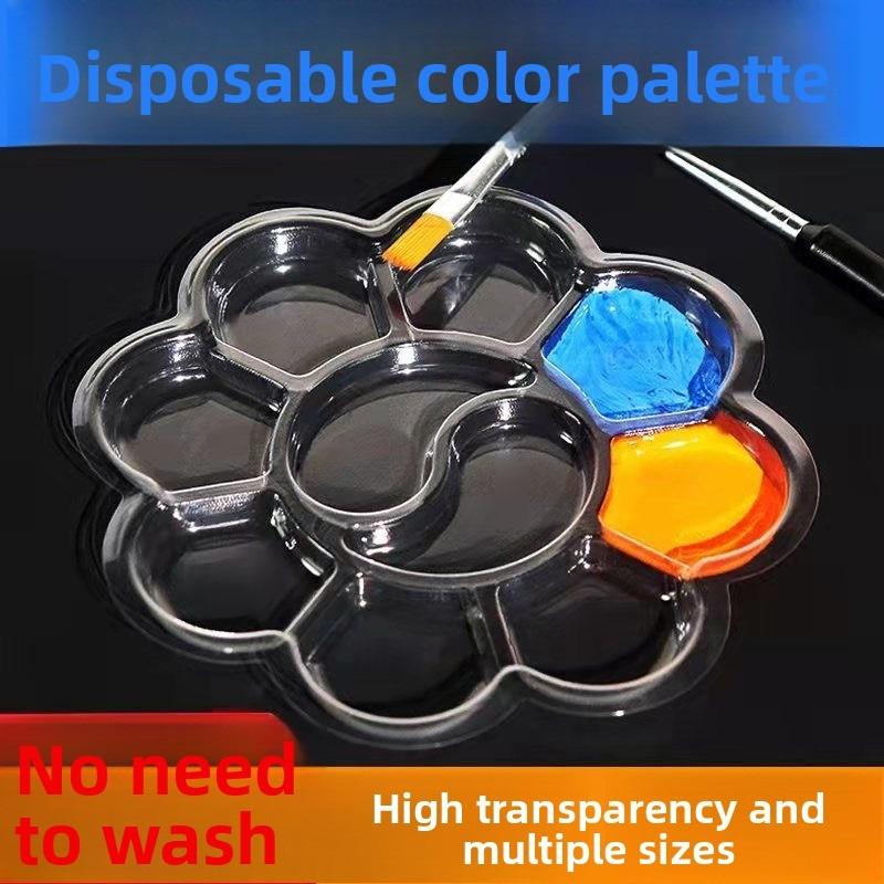 One-time Color Palette, Washable Watercolor Art Supplies for Kindergarten Children, Transparent Plum-colored Pigment Tray for Painting