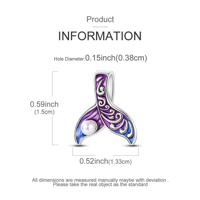 Copper Colorful Pearl Fish Tail Charms Beads Pendant Jewelry Fit Original Bracelet For Women Diy Gift