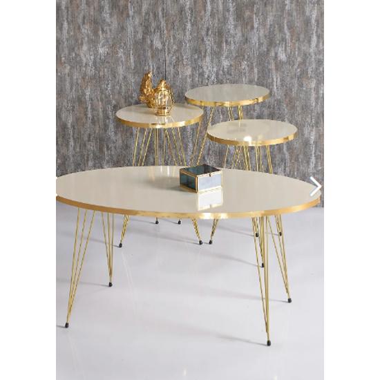 

Вложенный стол и центральный стол Ellipse Set Gold Cream Wire