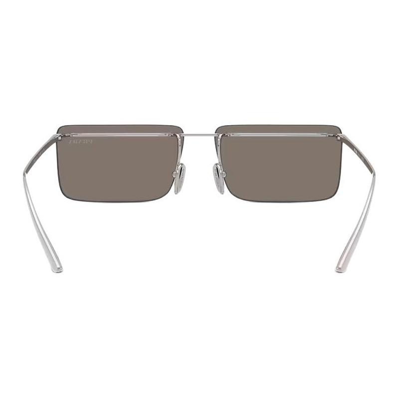 Prada Bold and Avant-garde Style Metal Rectangular Sunglasses Unisex Couple Style Silver