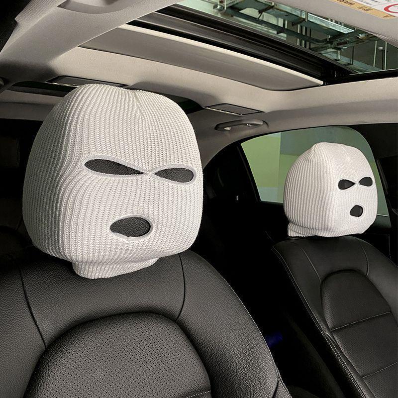 TikTok-Inspired Car Headrest Cover - Funny & Stylish Universal Design (Black/White)