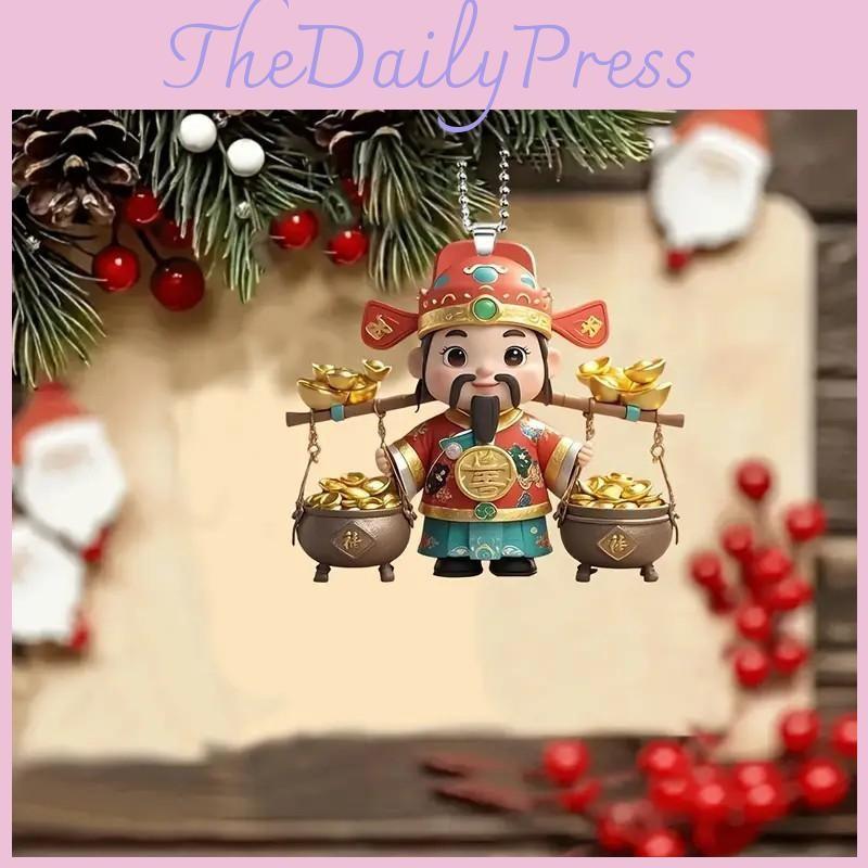 Acrylic Interior Car Pendant With Cartoon God Of Wealth Design For Decor Home