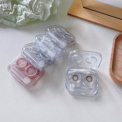 Einfache, transparente, tragbare Kontaktlinsenbox mit Pinzetten-Entferner-Werkzeug, kleine Kontaktlinsenbehälter aus Kunststoff